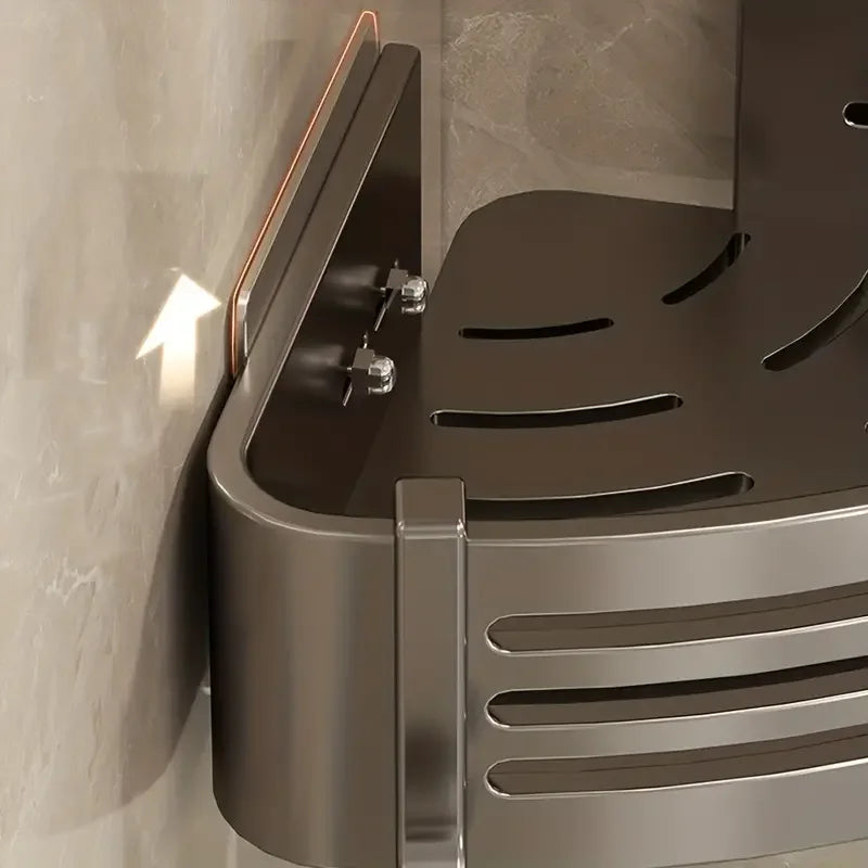 Badezimmerregale aus Aluminiumlegierung, bohrfrei, verdicktes Stativ, wandmontiertes Eckregal, Badezimmerzubehör, Duschorganizer