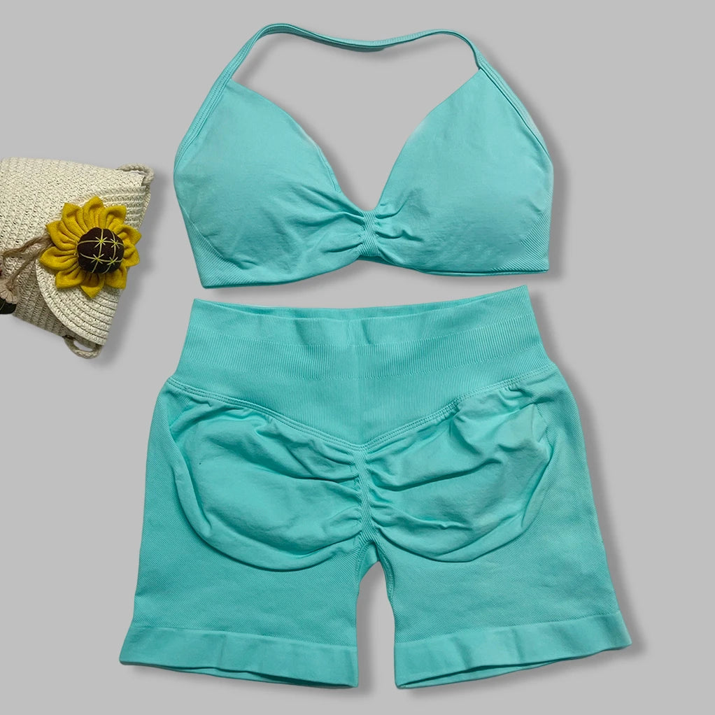 Ensemble yoga femme, 2 pièces, haut et short