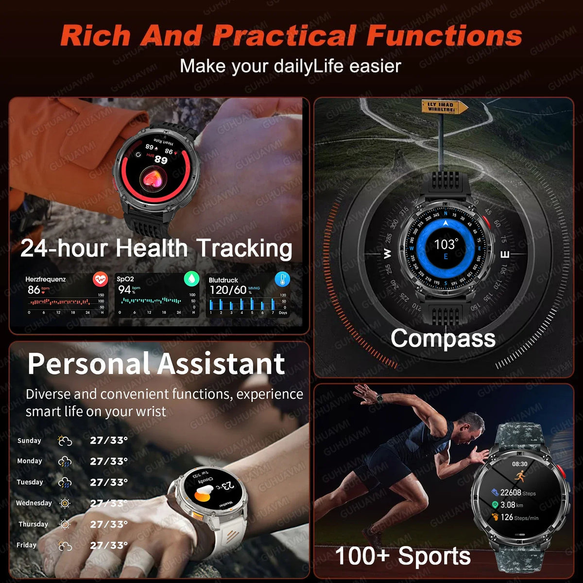 Smartwatch sportivo con GPS, display AMOLED e chiamate Bluetooth