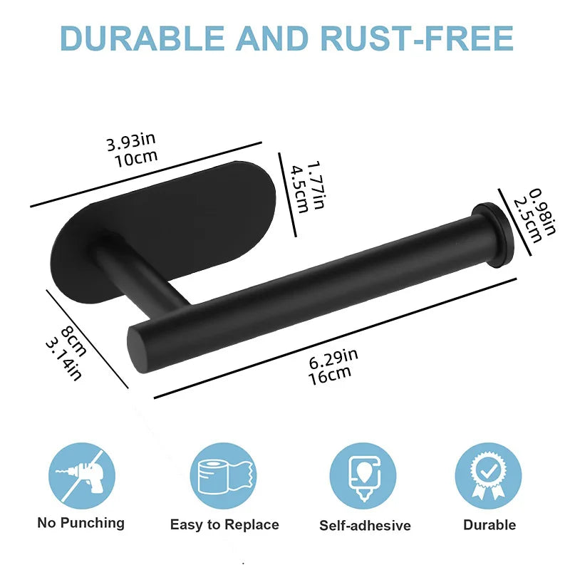 Portarrollos de papel higiénico adhesivo de acero inoxidable, soporte para papel higiénico, dispensador impermeable, accesorios de baño para toallas de papel