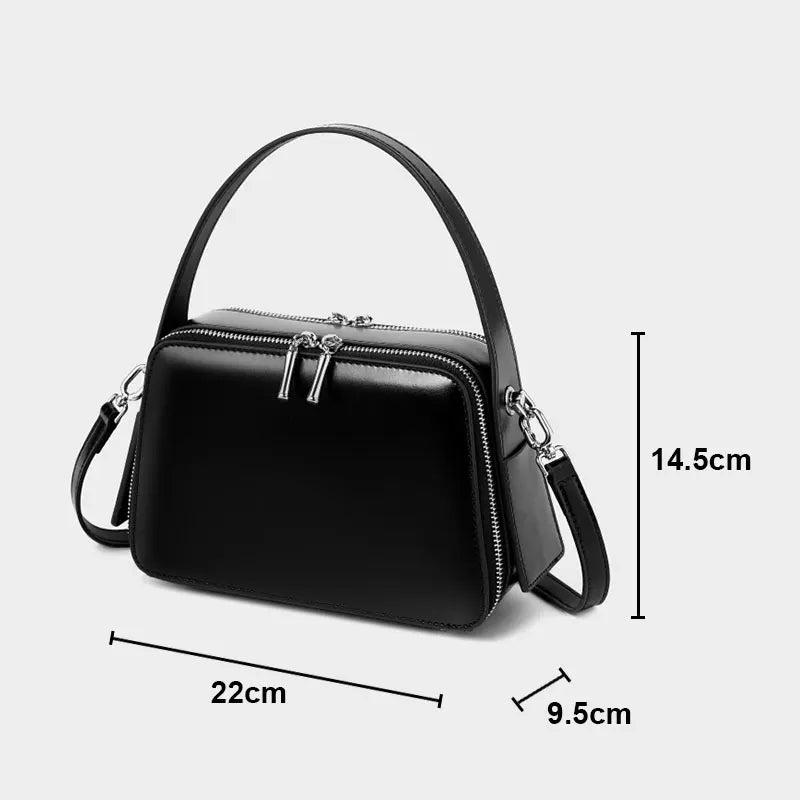 Fashionable Women's Bag Luxury Cowhide Box Type Handbags High Quality Women Shoulder Bags Split Leather Female Crossbody Bag