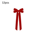12pcs Burgundy Velvet Bows for Christmas Tree Decoration – Festive Holiday Garland Ties Soft Fabric Ribbons Holiday Decorations