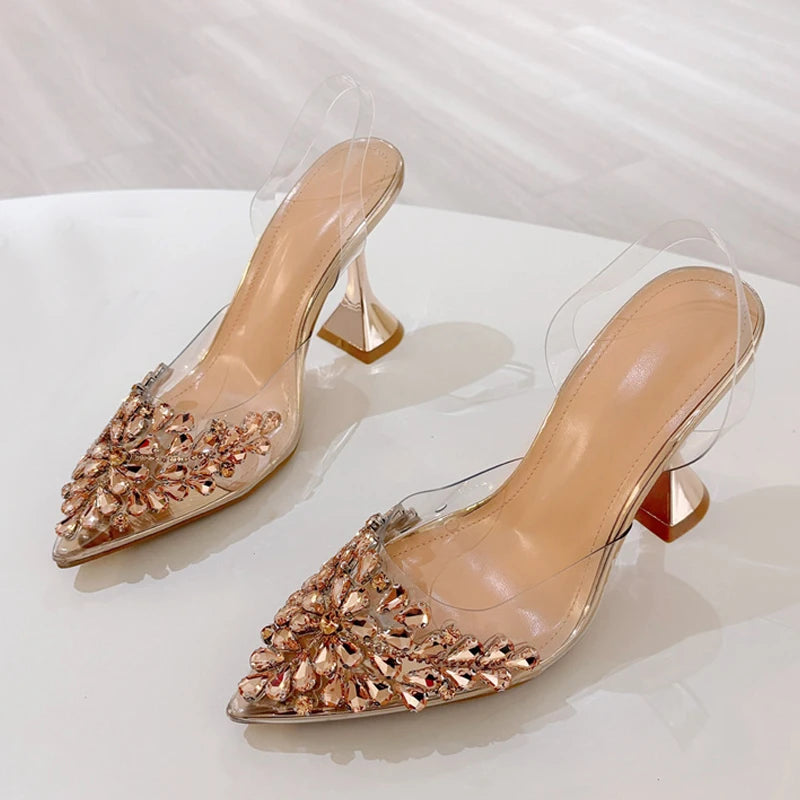 Scarpe slingback donna Liyke trasparenti a punta con decori