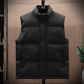 Autumn Winter Men's Warm Sleeveless Coat Stand Collar Windproof Male Fashion Waistcoat Solid Color Simple Style Streetwear