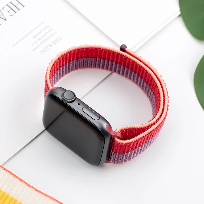 Nylon Loop Strap For Apple Watch Bands 46mm 44mm 45mm 40mm 41mm 42mm Bracelet iWatch Series 11 10 9 SE 8 7 6 5 4 Ultra 3 2 49mm