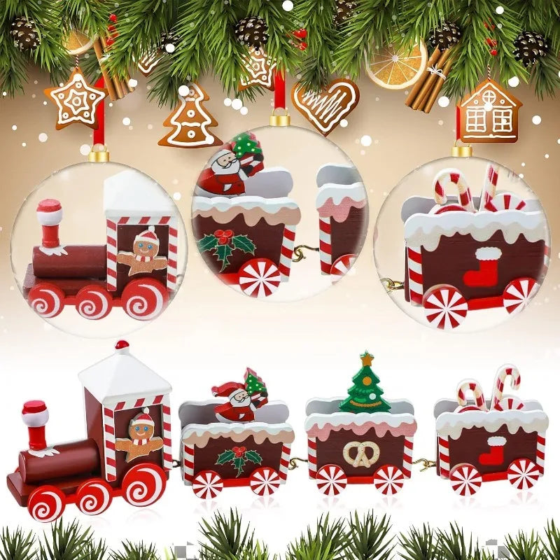 1Pcs Wooden Mini Train Christmas Decoration Reindeer Snowflake Decor for Home Decor Xmas Tree Hanging Navidad New Year 2026 Gift