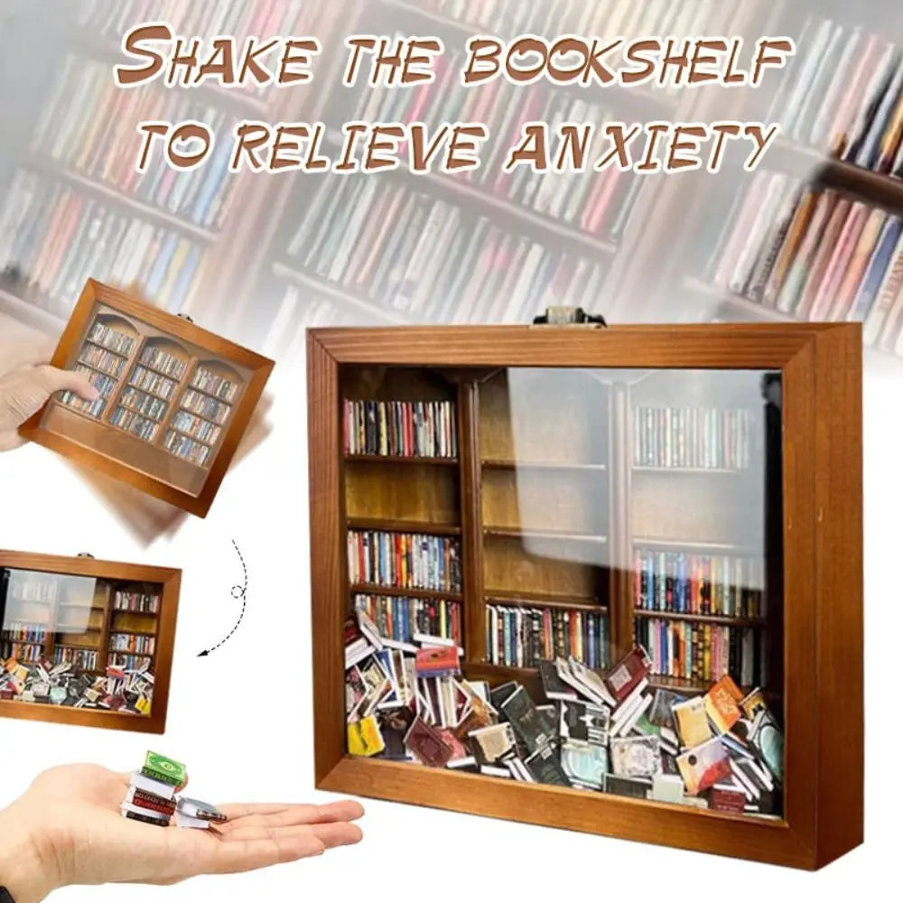 Decoración para estantería de libros Ansiedad Estantería de libros Decoración para el hogar Escritorio Juguetes antiestrés Estantería de madera en miniatura Estantería de madera Figura artesanal Estatua