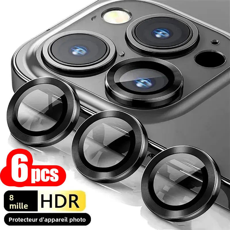 6PCS Metal Ring Camera Lens Protector For iPhone 18 Pro Max Duo 17 16 14 13 15 Plus 12 Mini  11 18promax  Lens Film Glass