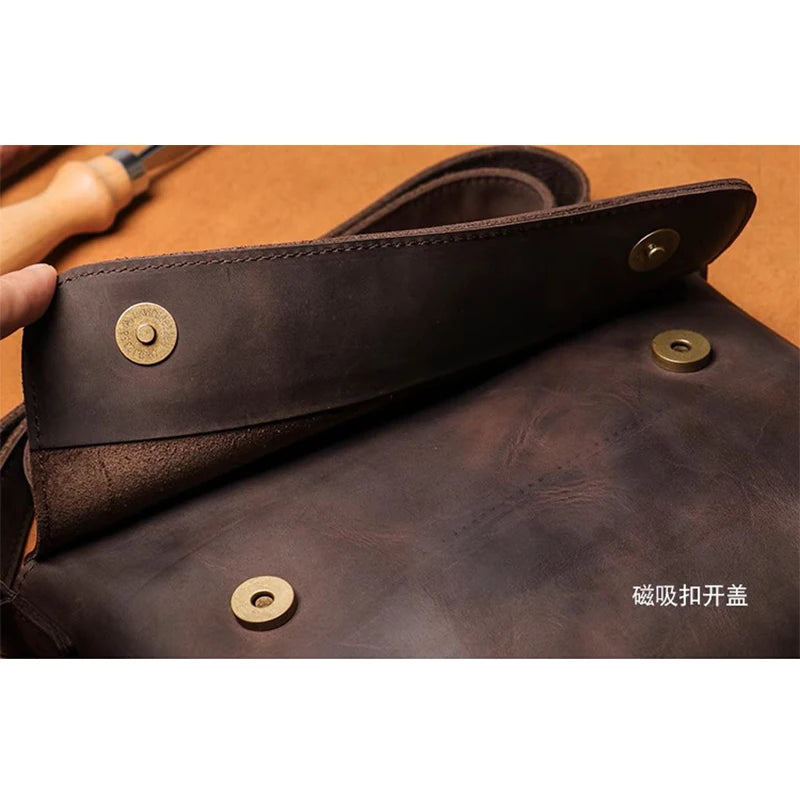 LEATHFOCUS Genuine Leather Flap Crossbody Bag