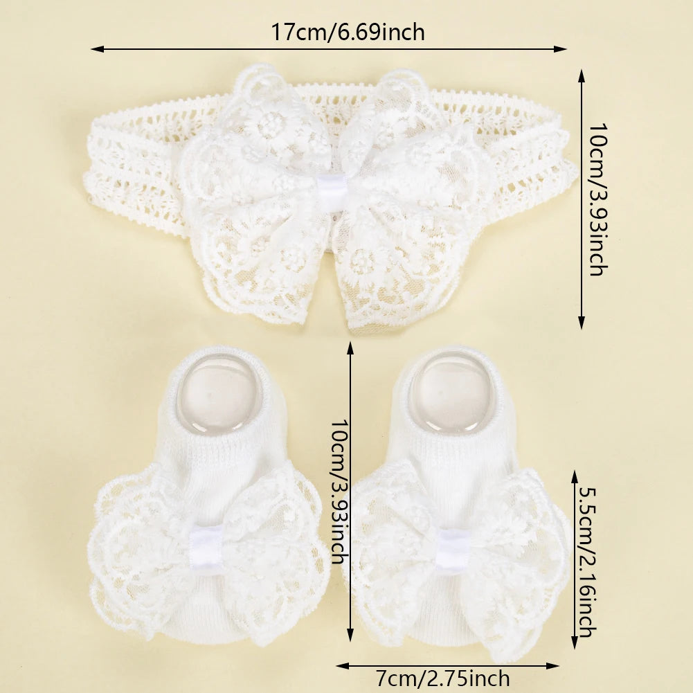 Set per neonata con fascia per capelli e calze decorative