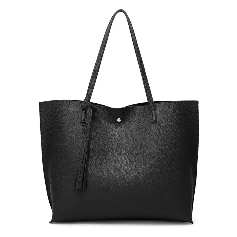 Big Black Shoulder Bags for Women Large Hobo Shopper Bag Solid Color Quality Soft Leather Crossbody Handbag Lady Travel Tote Bag