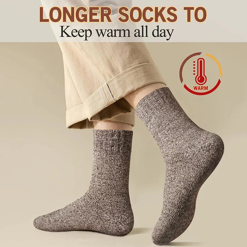 3 pares de calcetines de invierno gruesos y cálidos para hombre, con suela de toalla, de lana merina, tipo zapatilla, para proteger del frío y la nieve, tallas 39-44