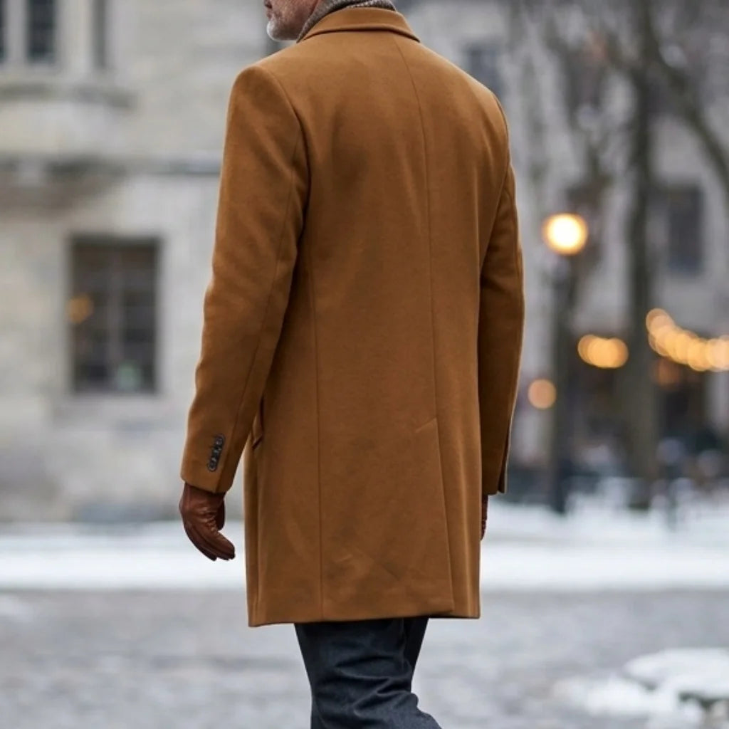 New Men's Trench Coat Double Breasted Winter Jacket Business Casual Men's Long Knee-length Jacket Street Wear Male Coats