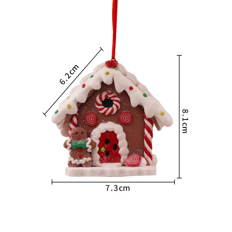 Weihnachtliche LED-Pendelleuchte mit Schneemann, Lebkuchenhaus, Weihnachtsmann, sanftem Keramik-Baumdesign, Dekoration für Zuhause und Neujahrsfeiern