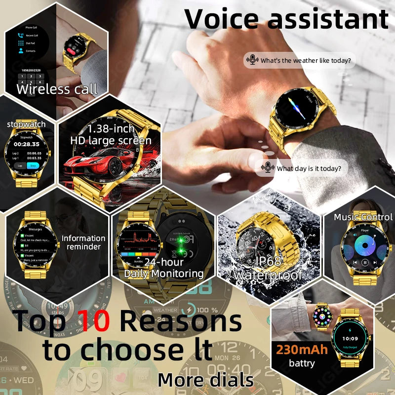 LIGE 2026 New Smartwatch Men 1.38" HD Bluetooth Call Heart Rate Monitor Waterproof Sport Smart Watch Women For Android iOS Phone