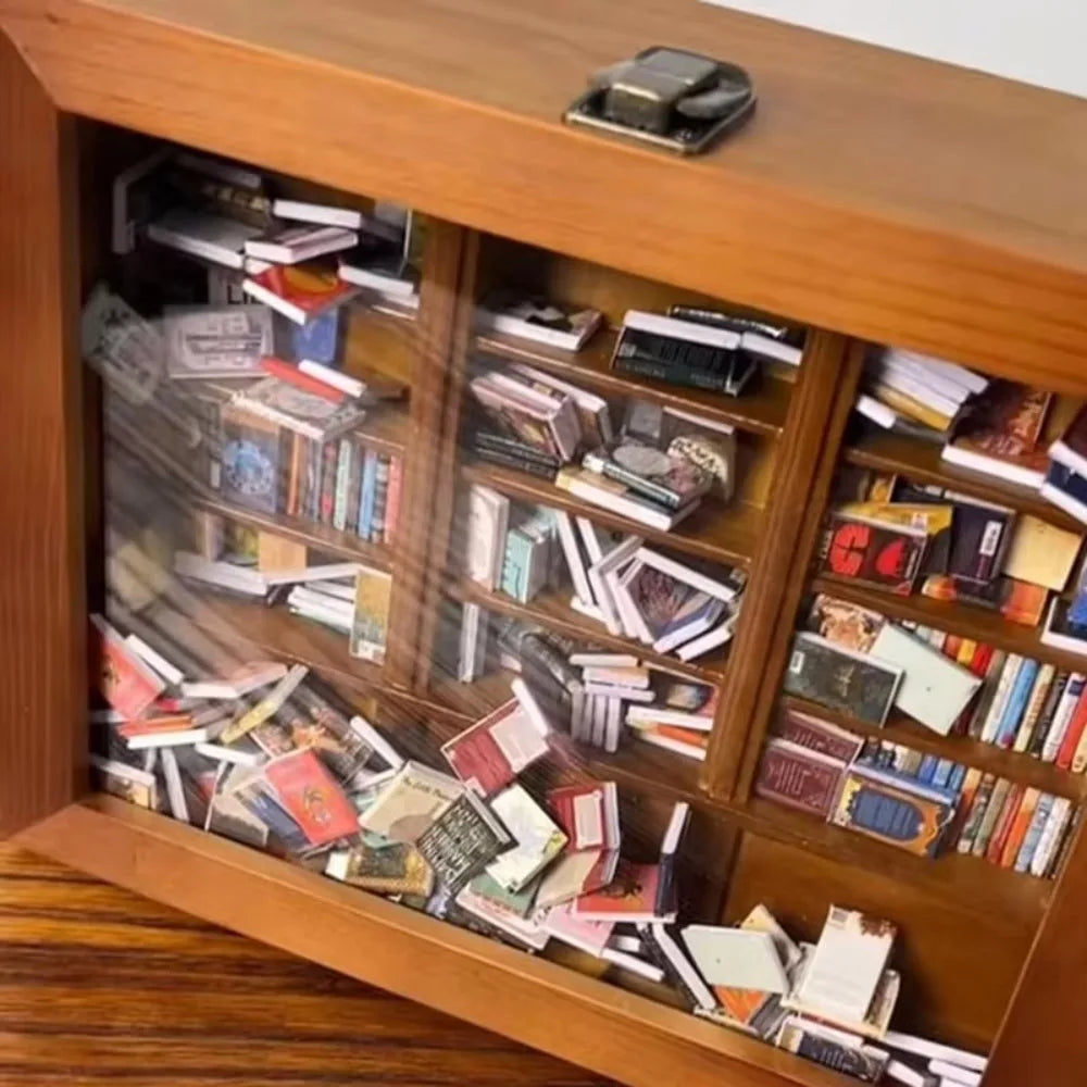 Decoración para estantería de libros Ansiedad Estantería de libros Decoración para el hogar Escritorio Juguetes antiestrés Estantería de madera en miniatura Estantería de madera Figura artesanal Estatua