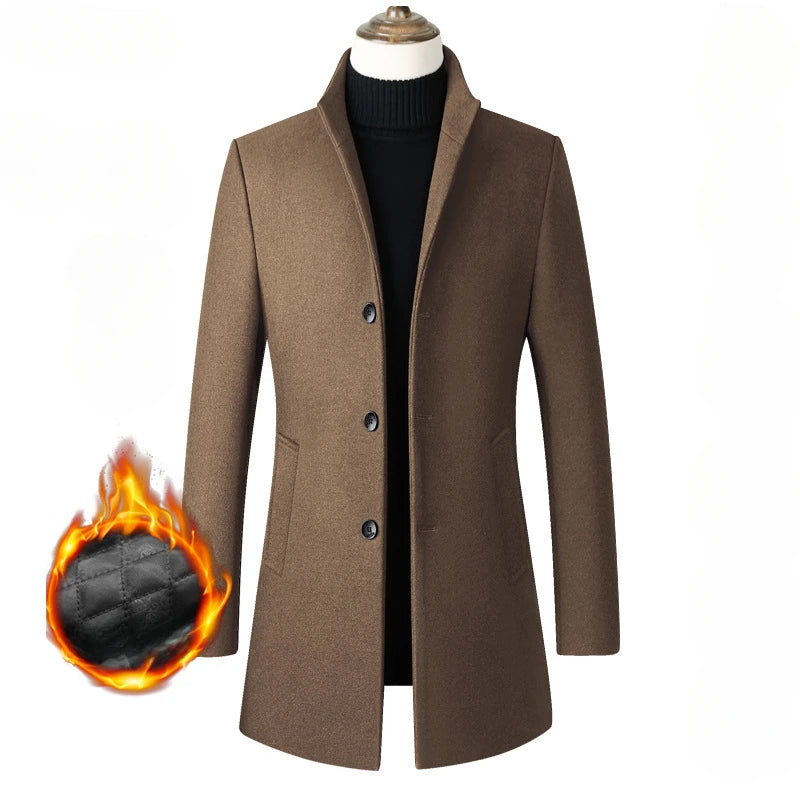 New Autumn Men 40% Cashmere Trench Coats Male Business Casual Woolen Blends Long Jackets Man Winter Warm Overcoats EU Size XXL
