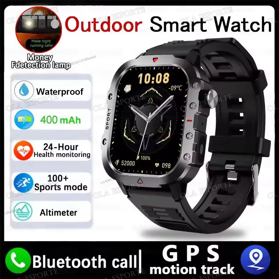 GPS Outdoor Smartwatch with Flashlight and Bluetooth Calling