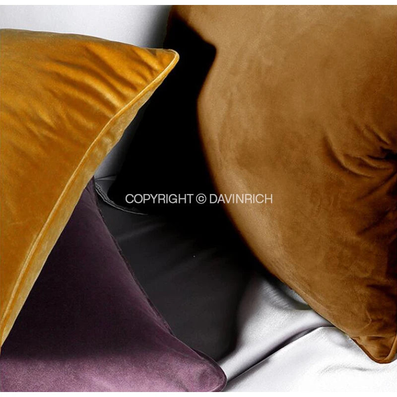 DAVINRICH Italian Velvet Throw Pillow Covers Soft Decorative Luxury Solid Square Cushion Case For Sofa Couch Bedroom Olive Green