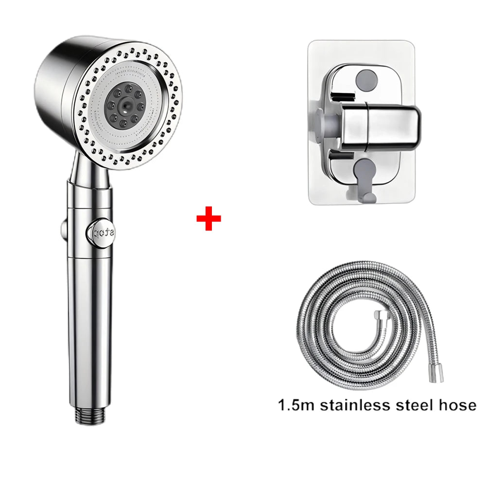 Pommeau de douche à main en ABS avec 5 modes d’économie d’eau, débit puissant, portable, avec filtre pour salle de bains, ensemble de buses pour robinet de douche