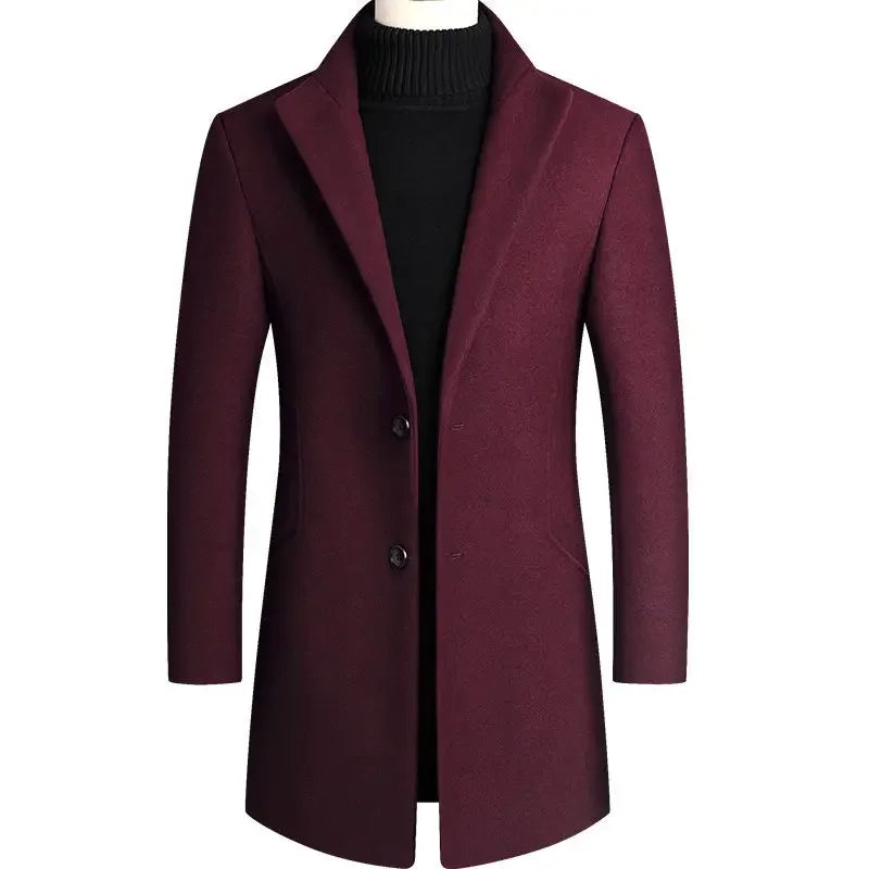 New Winter Fashion Men Slim Fit Long Sleeve Cardigans Blends Coat Jacket Suit Solid Men‘s Long Thick Coats