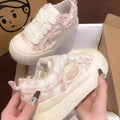 Nouvelles baskets respirantes pour femmes printemps, chaussures mignonnes à graffiti roses, baskets à talon épais, chaussures de sport décontractées plateforme Y2K Lolita