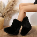 Women's Winter Snow Boots Outdoor Luxury Furry Faux Fox Fur Boots Woman Plush Warm Platform Shoes New Fashion Boots Big Size