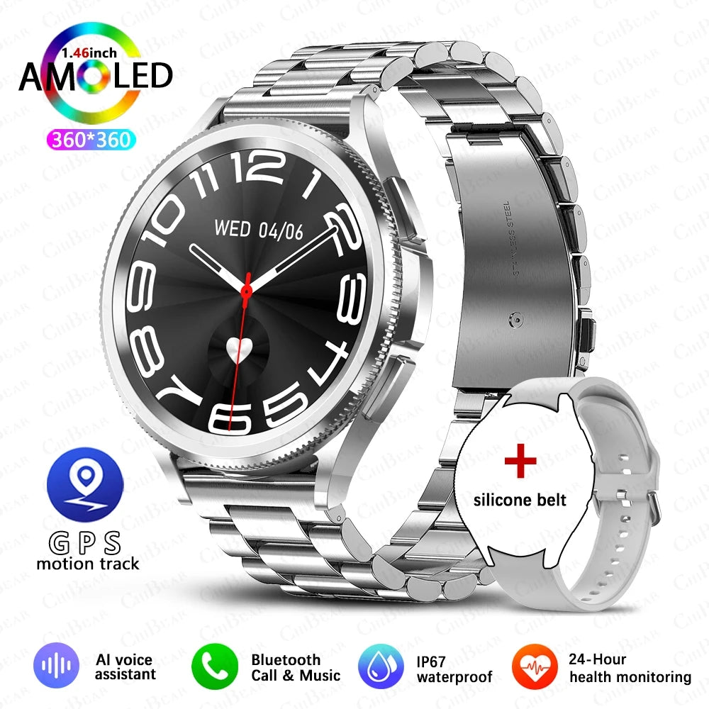 2026New Watch 6 Classic SmartWatch Women Fashion Bluetooth Call Voice Assistant Health Monitoring Android iOS Smart Watch Men