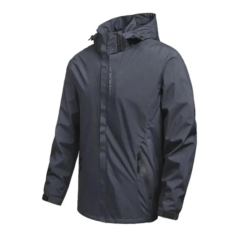 Men's Zipper Jacket Outdoor Hooded Zipper Windbreaker Waterproof Fashion Slim Fit Punching Jackets Climbing Hiking Outerwear