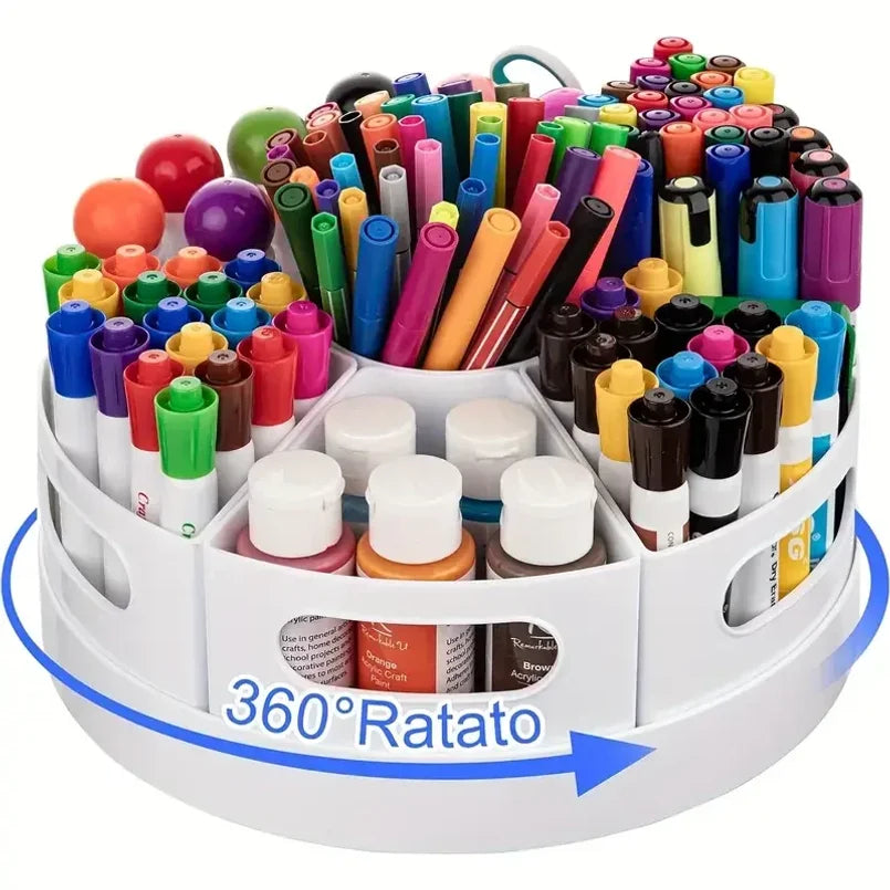 Rotating Desk Organizer with 7 Removable Bins