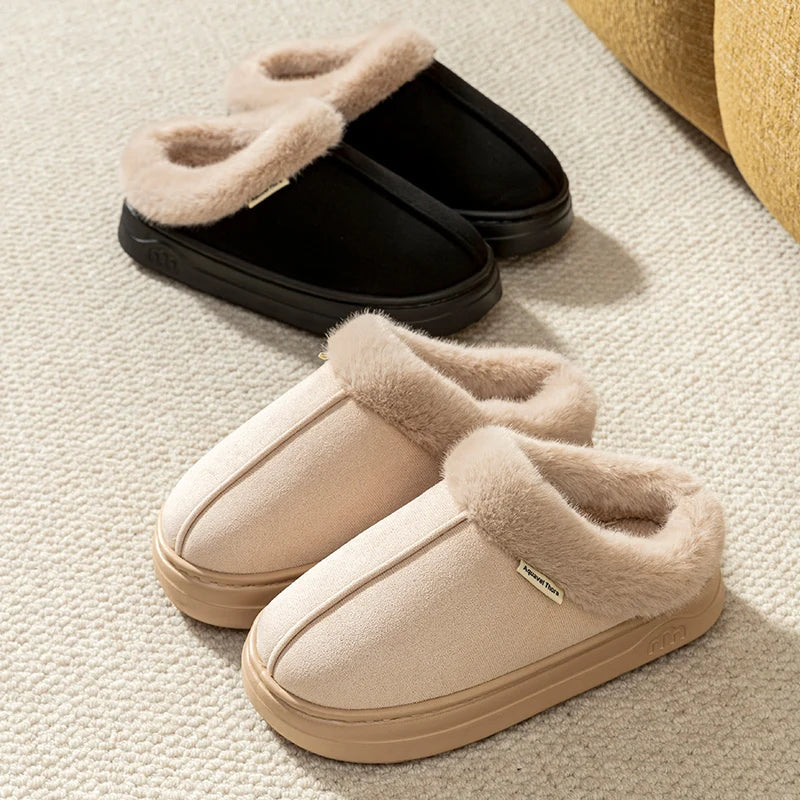 Chaussons chauds tendance pour femme, bottes d’hiver décontractées d’intérieur, souples, à semelle épaisse antidérapante, pour l’extérieur, simples, confortables, pour couple