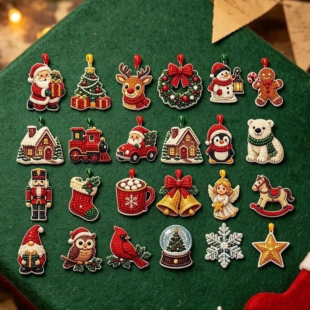 New Shiny Christmas Tree Hanging Ornaments Handmade Craft Christmas Themed Pendant Set Hanging Christmas Ornaments Kit