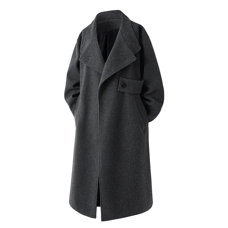 Autumn Winter Fashion Woolen Coats Men Long Trench Outwear Korean Style Youthful Vitality Casual Woolen Coat Loose Windbreaker