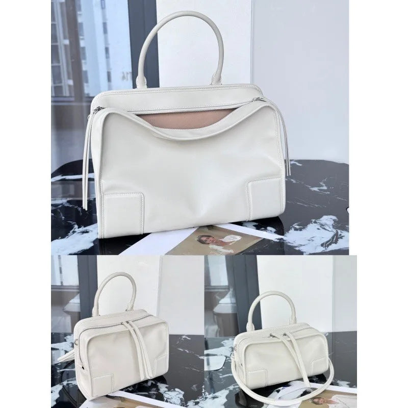2026 Luxury Brand Design Women Shoulder Bags Top Quality Genuine Leather Women Handbags Fashion Street Style Bowling Bags Woman