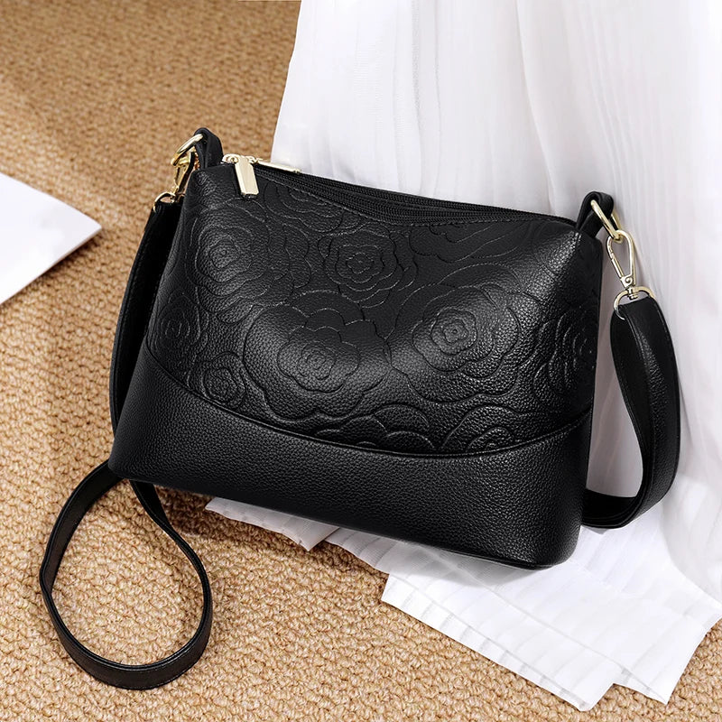 New Solid Genuine Leather Handbag Designer Top Handle Bag Large Capacity Women Messenger Shoulder Bags Luxury Cowhide Female Sac