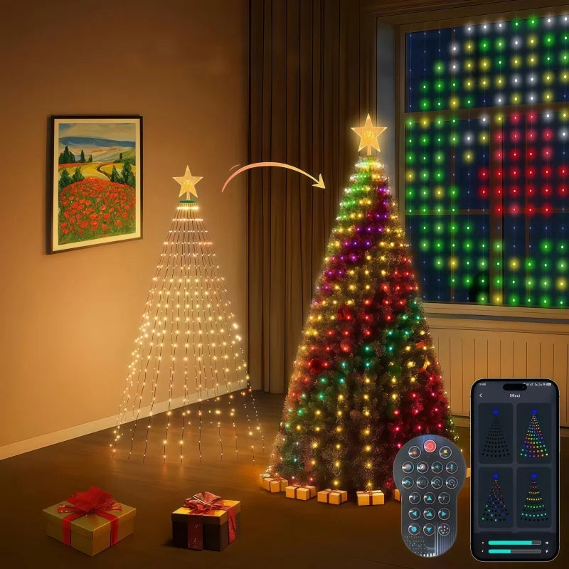 Christmas Tree LED Lights 400LEDs Smart RGB LED String Lights Holiday Decoration for Indoor Outdoor Tree APP/Remote Control
