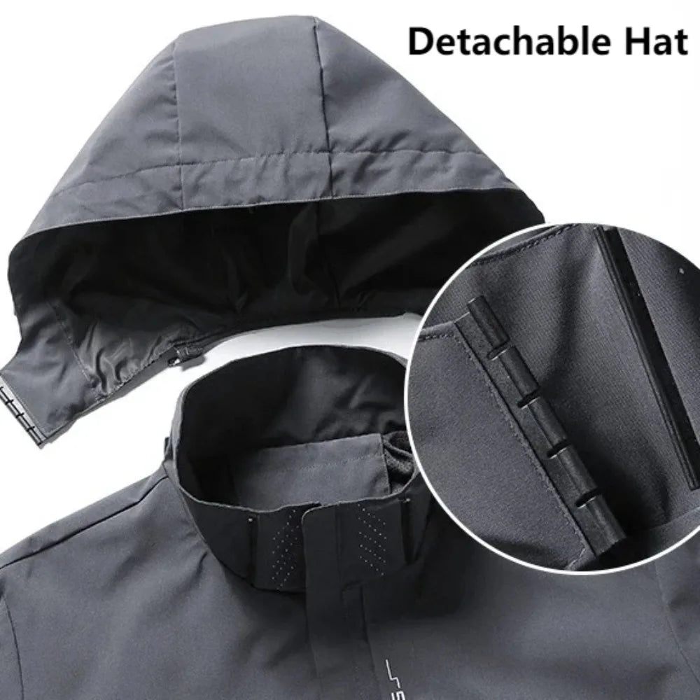Spring Autumn Outdoor Punching Jacket Men Women Windbreaker Waterproof Hot Sale Jacket Coat Climbing Detachable Hat