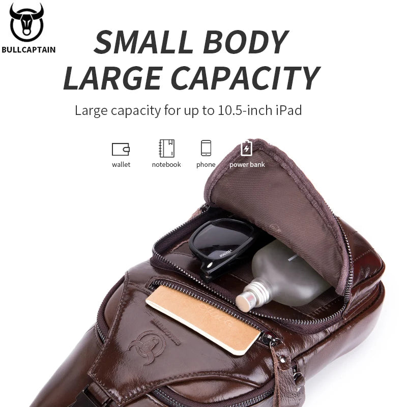 BULLCAPTAIN XB105 Genuine Leather Chest Bag
