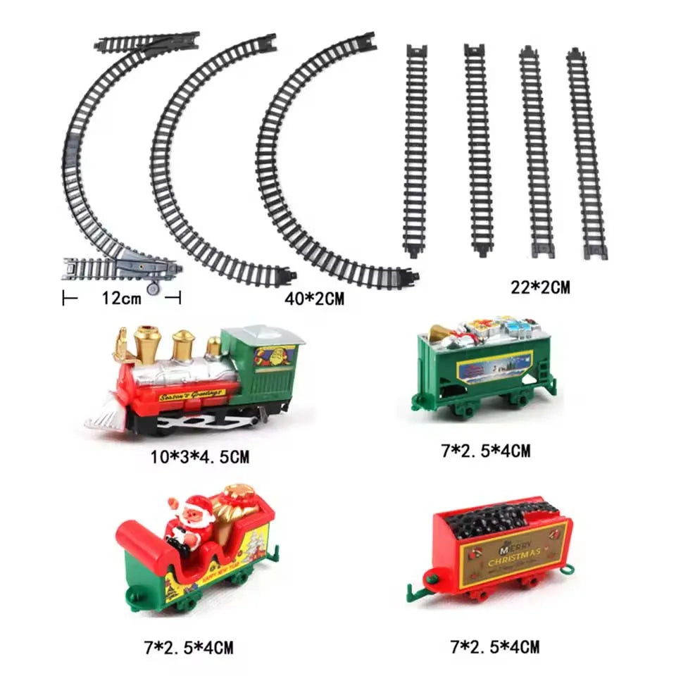 Train de Noël électrique, décoration pour sapin de Noël, circuit ferroviaire avec sons et lumières, train jouet, cadeau de Noël