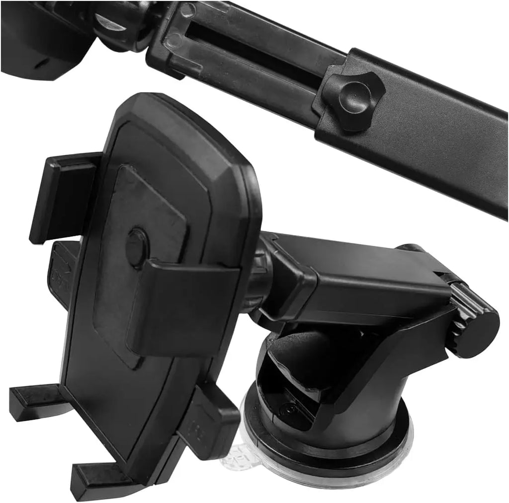 Handyhalterung fürs Auto, um 360° drehbarer Smartphone-Halter mit Saugnapf und verstellbarem langem Arm, universelle Handyhalterung für Windschutzscheibe und Armaturenbrett (Schwarz)