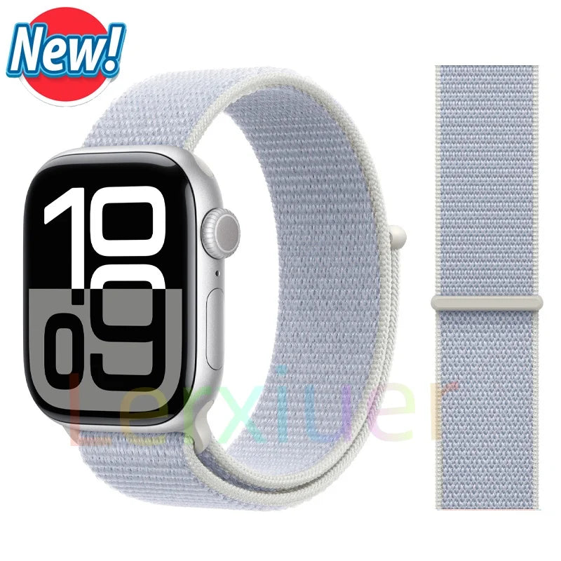 Nylon Loop Strap For Apple Watch Bands 46mm 44mm 45mm 40mm 41mm 42mm Bracelet iWatch Series 11 10 9 SE 8 7 6 5 4 Ultra 3 2 49mm