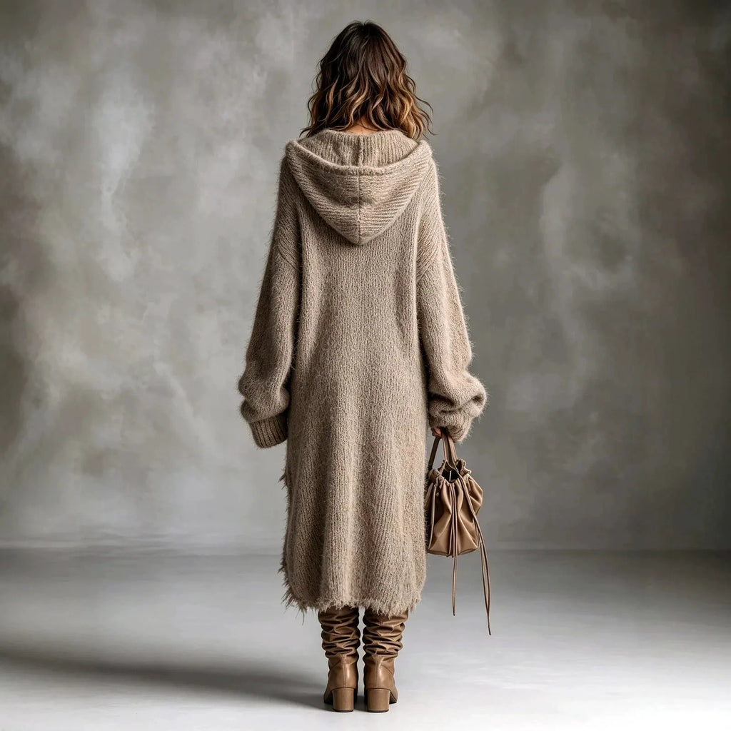 Abito midi donna con cappuccio e maniche lunghe — immagine 2