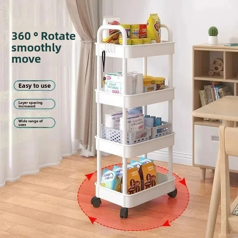 Estante de almacenamiento de cocina de 5 niveles, carrito móvil, organizador de pie de múltiples capas, para aperitivos, frutas y verduras