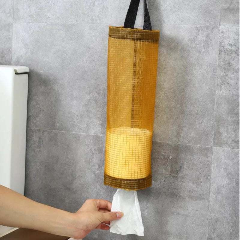Soporte de pared para bolsas de comestibles, dispensador colgante de bolsas de plástico, organizador de almacenamiento para bolsas de basura en la cocina