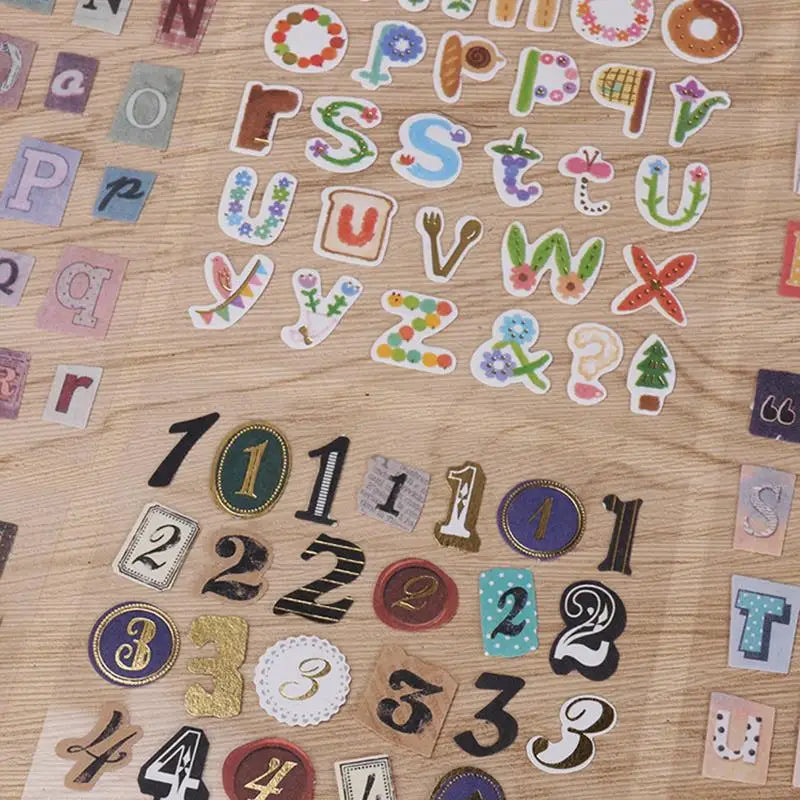 Kit d’autocollants rétro avec lettres et chiffres – Autocollants décoratifs DIY pour album, journal et scrapbooking, fournitures créatives faites main pour carnets, agendas et cadeaux