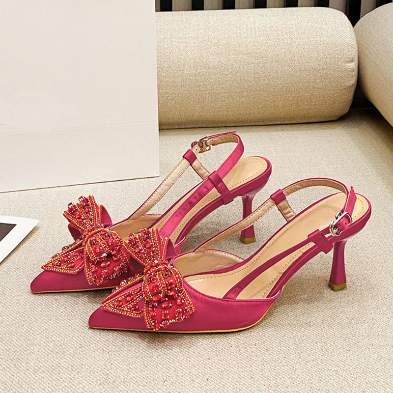 Slingback donna Liyke a punta con fiocco luminoso