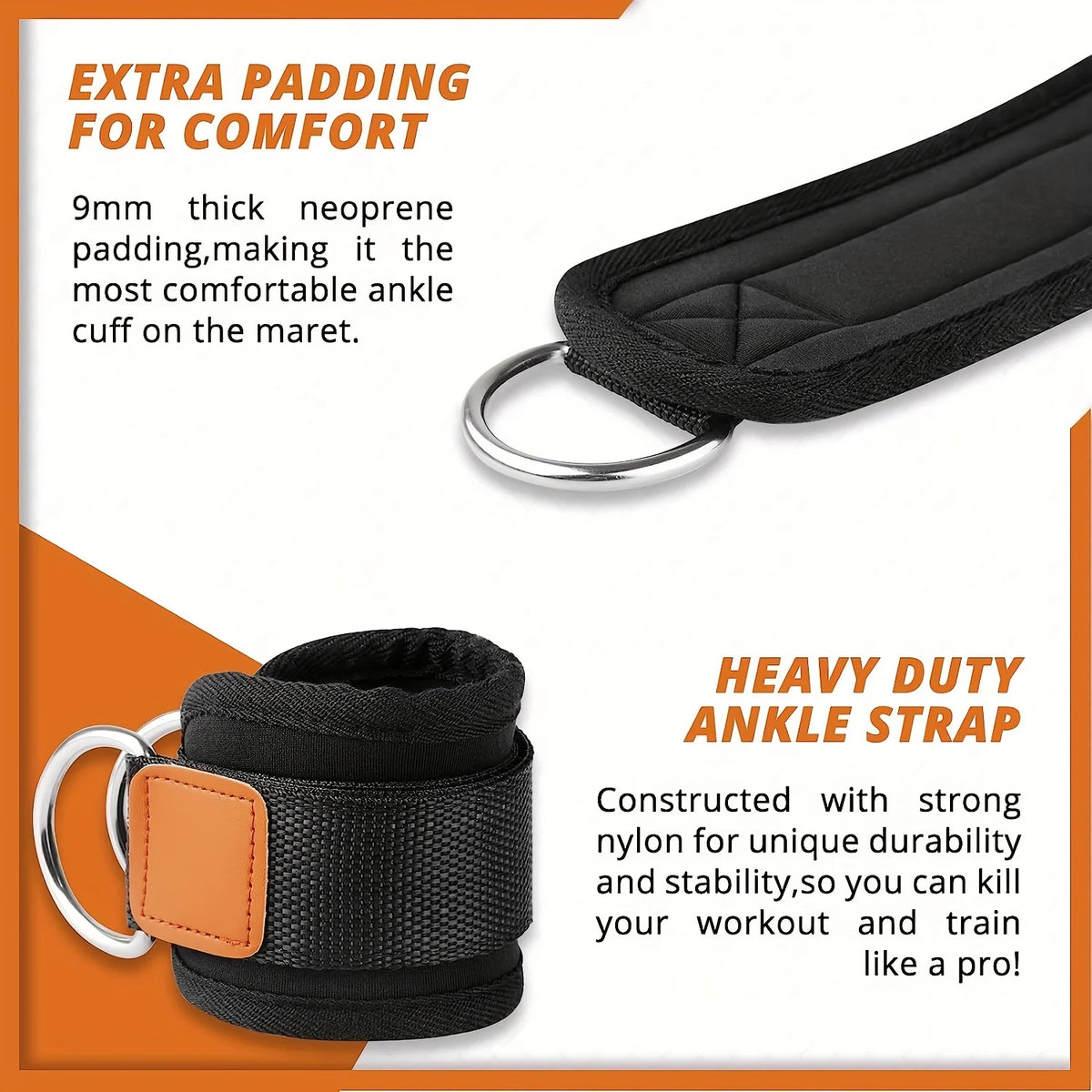 Universal Ankle Straps for Gym Cable and Leg Exercises