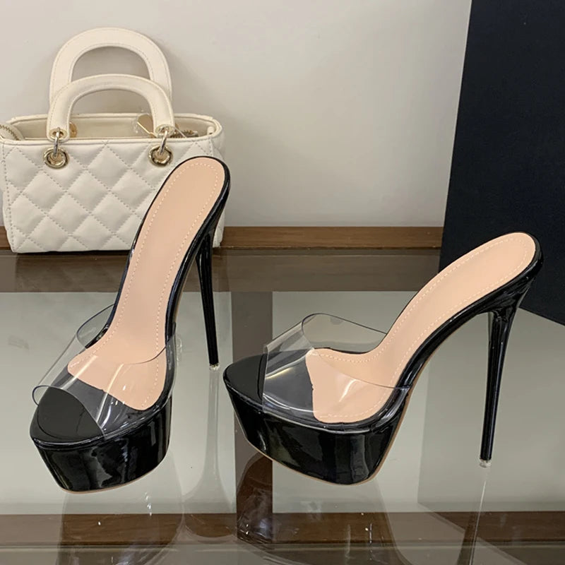 Mules donna Liyke trasparenti con maxi plateau