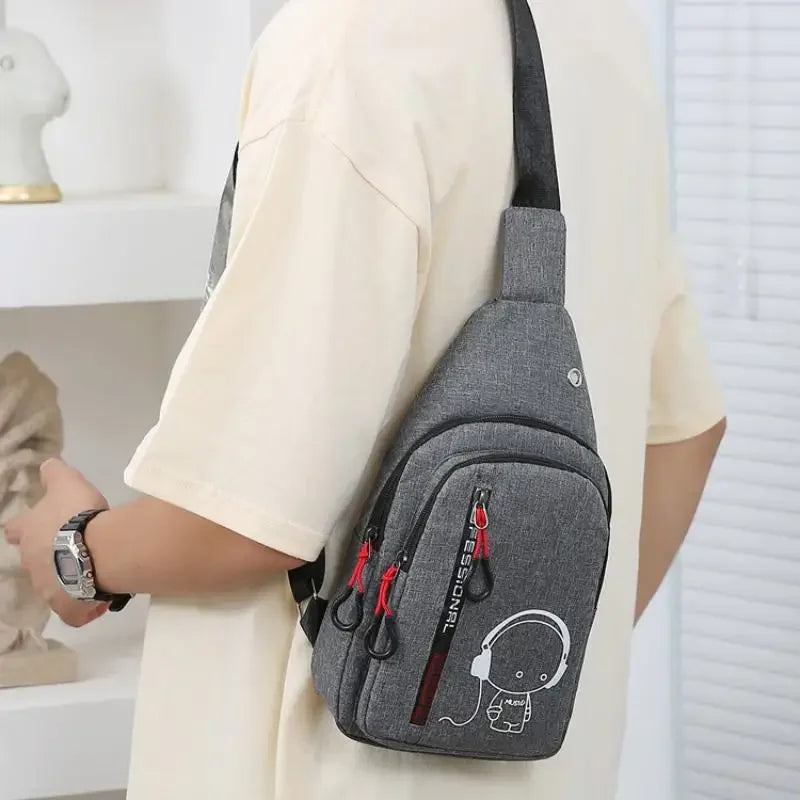 Men's Crossbody Bag, Creative Casual Multi-layer Shoulder Bag with Adjustable Strap, Zipper Closure & Multiple Pockets, for Daily Outings, Commuting, Travel and Parties