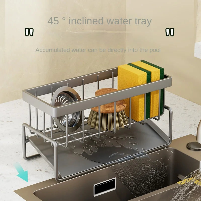 Estante de acero inoxidable para cocina, escurridor para esponjas, escurridor para fregadero, accesorios para lavar platos, soporte para paños de cocina, escurridor